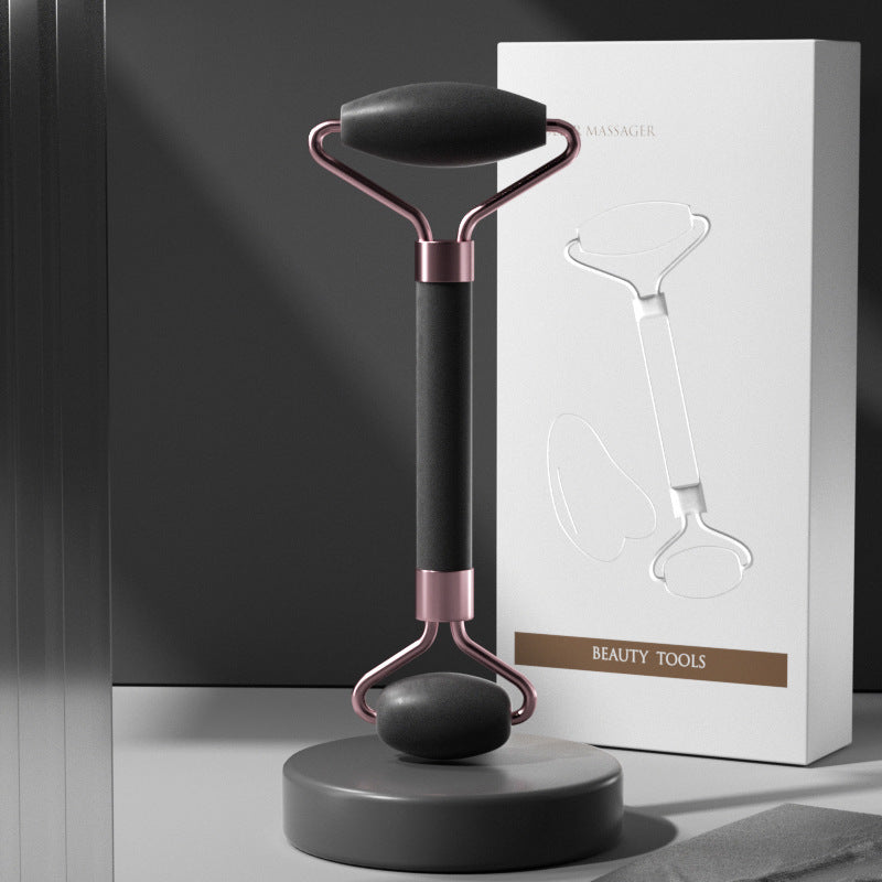 Rose Quartz Facial Roller and Gua Sha Glow Set