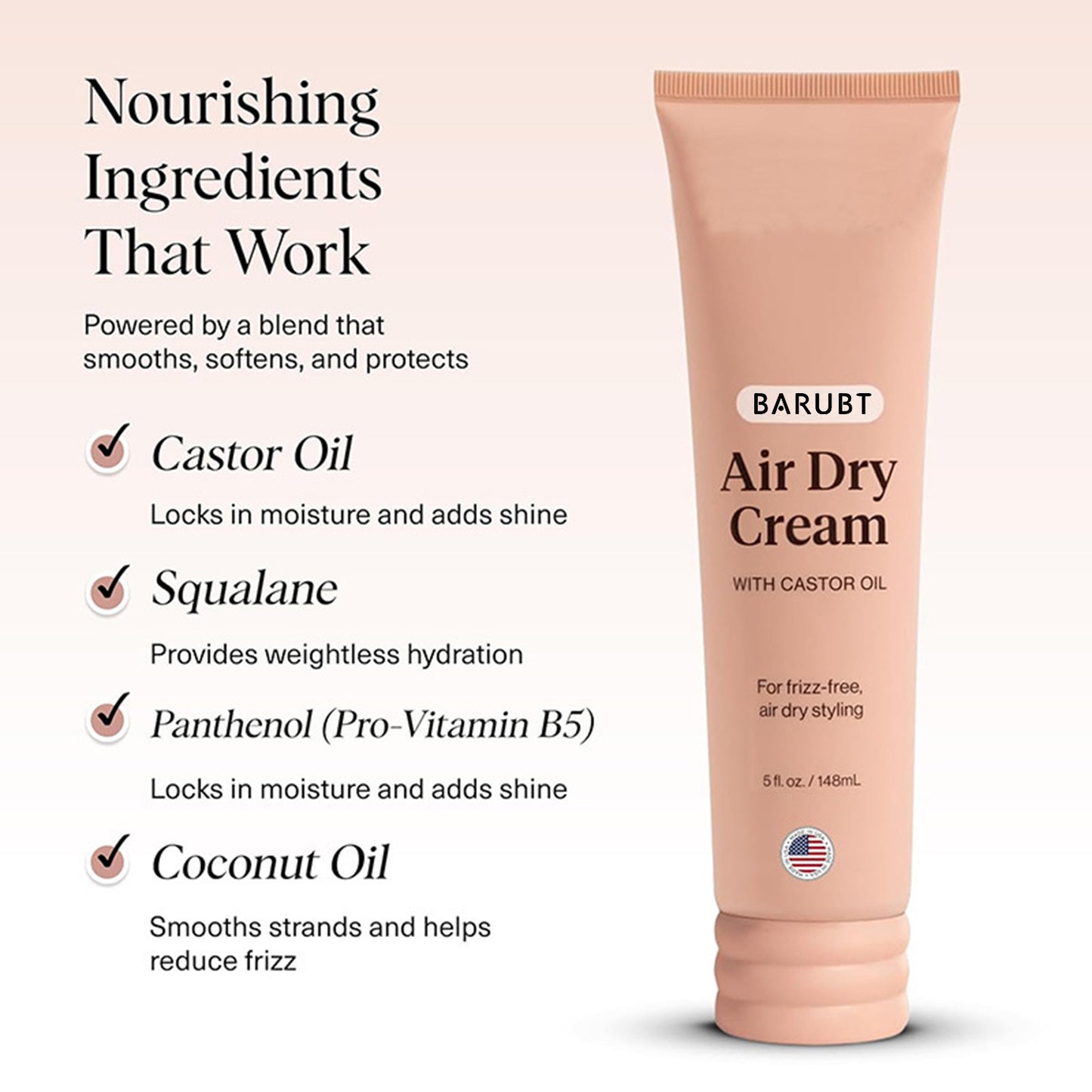 Kitsch Air Dry Cream with Castor Oil ? Smoothing Frizz-Free Styling Cream, 5 fl oz