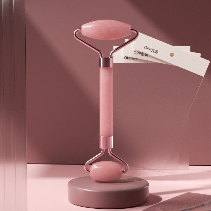Rose Quartz Facial Roller and Gua Sha Glow Set