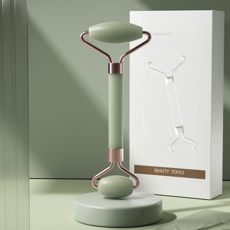 Rose Quartz Facial Roller and Gua Sha Glow Set