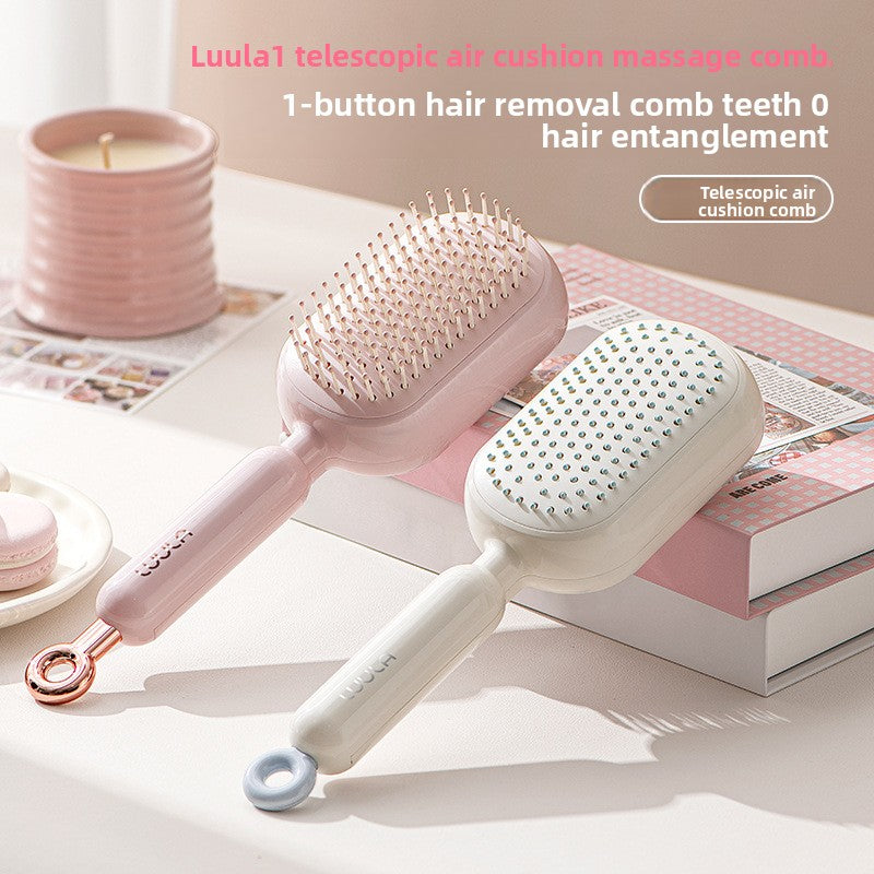Self Cleaning Detangling Hair Brush Set of 2 Painless Retractable Bristles