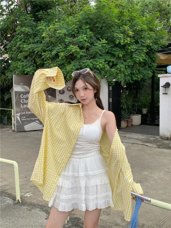 Ginham Long Sleeve Shirt Yellow/ Blue