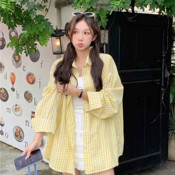Ginham Long Sleeve Shirt Yellow/ Blue
