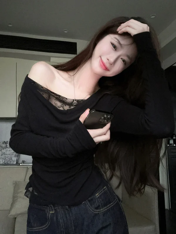 Mix Laces Long Sleeve Top