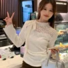 Ribbon Collar Long Sleeve Top