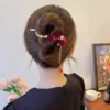 c43cc56c8fcf716287705b27c0c1a2ed.webp Super Fairy Exquisite Plum Blossom Tassel One-Word Clip Rose Flower Twist Hair Female Back Head Plate H