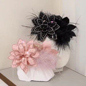 sg-11134201-7rfia-m325ucocm8zq1e.webp Brocade Autumn Winter New Style Flash Diamond Flower Shark Clip Super Fairy Feather Clip Back Head Princess Hair Clip